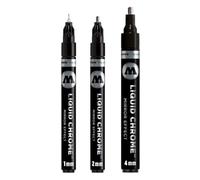 Molotow Liquid Chrome Marker Set of 3 Special Ink with Mirror Effect Line Width 1 mm 2 mm and 4 mm Made in Germany Chrome