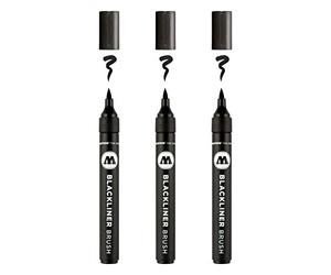Molotow MO703212 Brush Blackliner Black 3 Pieces