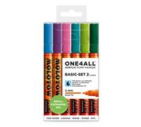 Molotow One4All 127HS Acryl Marker Basic-Set 2 (2,0 mm Strichstärke, hochdeckend und permanent, UV-beständig, für fast alle Untergründe) 6 Stück sortiert