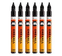 Molotow One4All 127HS Acrylic Marker (2.0 mm Line Width, High Coverage and Permanent, UV-Resistant, for Almost All Surfaces) Pack of 6 Colour 180 Signal Black