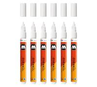 Molotow One4All 127HS Acrylic Marker Glossy (2.0 mm Line Width, High Gloss, High Coverage and Permanent, Quick Drying, Refillable, for Almost All Surfaces) Pack of 6, Colour 251 Glossy White
