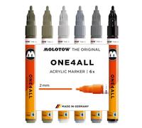 Molotow 127HS Grey Set - 6 x Acrylic Paint Marker Pens - 2mm Tip