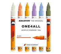 Molotow One4All 127HS Acrylic Marker Pastel Modern Set (2.0 mm Line Width, High Coverage and Permanent, Quick Drying, Refillable, for Almost All Surfaces) Pack of 6 Assorted Colours