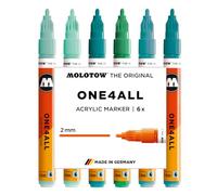 Molotow One4All 127HS Acrylic Marker Tropical Set (2.0 mm Line Width, High Coverage and Permanent, Quick Drying, Refillable, for Almost All Surfaces) Pack of 6 Assorted
