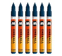 Molotow One4All 127HS-CO Acrylic Marker (1.5 mm Line Width, High Coverage and Permanent, UV-Resistant, for Almost All Surfaces) Pack of 6, Colour 027 Petrol