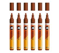 Molotow One4All 227HS Acrylic Marker (4.0 mm Line Width, High Coverage and Permanent, UV-Resistant, for Almost All Surfaces), Pack of 6, Colour 092 Hazelnut Brown