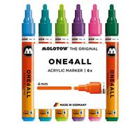 Molotow One4All 227HS Acrylic Pens, High Opacity and Permanent, UV-Resistant for Almost All Surfaces Case Basic Set 2 6 Pieces Multicoloured