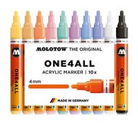 Molotow One4All 227HS Acrylic Pens, High Opacity and Permanent, UV-Resistant for Almost All Surfaces Pastel case set. Pack of 10 Multicoloured