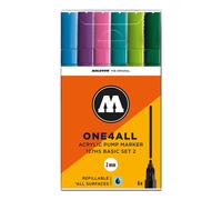 Molotow One4All 127HS Acryl Marker Basic-Set 2 (2,0 mm Strichstärke, hochdeckend und permanent, UV-beständig, für fast alle Untergründe) 6 Stück sortiert