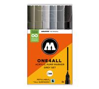 Molotow 127HS Grey Set - 6 x Acrylic Paint Marker Pens - 2mm Tip