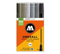 Molotow 127HS Grey Set - 6 x Acrylic Paint Marker Pens - 2mm Tip