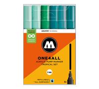 Molotow One4All 227HS Acrylic Marker Tropical Set (4.0 mm Line Width, High Coverage and Permanent, Quick Drying, Refillable, for Almost All Surfaces) Pack of 6 Assorted