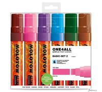 Molotow One4All Acrylic Marker Set 15mm Tip 6 Colours Paint Pen Art Craft