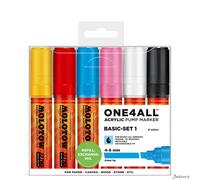 Molotow One4All Acrylic Marker Set Acrylic 4-8mm Chisel Tip Multi Surface 6 Pack