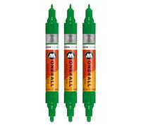 Molotow One4All Acrylic Twin Marker (1.5 and 4.0 mm Line, High Coverage and Permanent, Quick Drying, Refillable, for Almost All Surfaces) Pack of 3 Colour 256 Clover Green