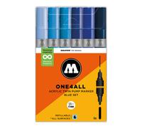 Molotow One4All Acrylic Twin Marker 224 Blue Set (6 Markers)