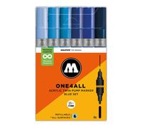 Molotow One4All Acrylic Twin Marker 224 Blue Set (6 Markers) - Twin Tip