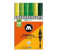 Molotow One4All Acrylic Twin Marker 224 Green Set (6 Markers) - Twin Tip