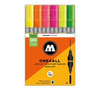 Molotow One4All Acrylic Twin Marker 224 Neon Set (6 Markers) - Twin Tip