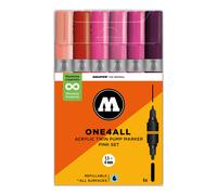 Molotow Acrylic Twin Pink Set - 6 x Acrylic Paint Marker Pump Pens - Dual Tip