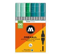 Molotow Acrylic Twin Tropical Set - 6 x Acrylic Pump Marker Pens - Dual Tip