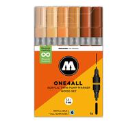 Molotow Acrylic Twin Wood Set - 6 x Acrylic Paint Marker Pump Pens - Dual Tip