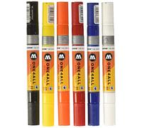 Molotow One4All Acrylic Twin Marker (Basic Set 1, Stroke Width 1.5 mm and 4 mm, High Coverage and Permanent), 6 Pieces Assorted