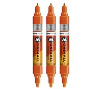 Molotow One4All Acrylic Twin Marker (Line Width 1.5 mm and 4 mm, High Coverage and Permanent) Pack of 3 Colour 085 Dare Orange