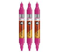Molotow One4All Acrylic Twin Marker (Line Width 1.5 mm and 4 mm, High Opaque and Permanent) Pack of 3 Colour 217 Neon Pink Fluorescent