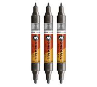 Molotow ONE4ALL Acrylic Twin Marker Pens Pack of 3 223 Metallic Black