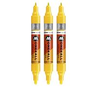 Molotow One4All Acrylic Twin Markers (Line Width 1.5 mm and 4 mm, High Coverage and Permanent) Pack of 3 Colour 006 Zinc Yellow