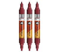 Molotow One4All Acrylic Twin Markers (Line Width 1.5 mm and 4 mm, High Coverage and Permanent) Pack of 3 Colour 086 Burgundy Red