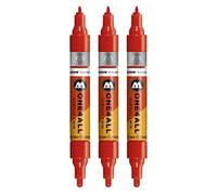 Molotow One4All Acrylic Twin Markers (Line Width 1.5 mm and 4 mm, High Coverage and Permanent) Pack of 3 Colour 013 Traffic Red