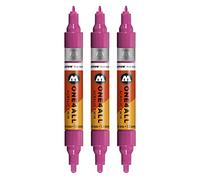 Molotow One4All Acrylic Twin Markers (Line Width 1.5 mm and 4 mm, High Coverage and Permanent) Pack of 3 Colour 232 Magenta