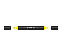 Molotow Sketcher Twin Tip Marker - Dual Tip Aqua Pro Ink Chisel Brush Pen (Y025 Yellow)