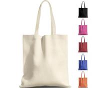 MOLOVA 1-6 Pack Available Premium Canvas Reusable Tote Gift Bags,Made of Natural Canvas with Handle,Work,DIY,Shopping(1 Pack)