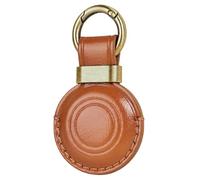 MOLOVA 1 Pack Genuine Leather Handcrafted Airtag Holder, for Apple Airtag Keychain Holder, Compact Design with Airtag Keychain, Secure Airtags Holder with Stainless Steel Ring Lock(Vintage Color)