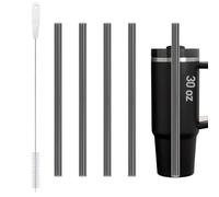 MOLOVA 4 Pack Reusable Straw for Stanley Cup 14/20oz | 30oz | 40/64oz, Replacement for Stanley Straw，Food Grade & BPA Free(Black, 30oz)