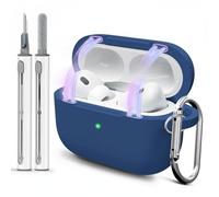 MOLOVA Compatible with AirPod Pro Case Cover with Cleaner Kit, Soft Silicone Cover for AirPods Pro 2nd/1st Generation Comes with Magnetic Lid Lock & Keychain-Solid for Women Men,Midnight Blue