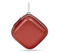 MOLOVA Durable PU Leather + EVA Hard Shell & Mesh Pockets, Earbud Case & Headphone Case & Cable Organizer Bag - Protective Storage for AirPods, Wireless Earbuds & Wires, Deep Red