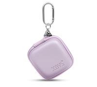 MOLOVA for TAGRY Waterproof Bluetooth Earbuds Case with Carabiner - PU Leather + EVA Protective Cover for Wireless Ear Bud Headphones, Shockproof & Portable Storage Case for Earbud Charging (Purple)