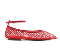 Molozoey Mesh Ankle Strap Flats for Women Round Toe ballet flats shoes,Casual Mary Jane Flats Comfortable Daily Dress Shoes, Red, 5 UK