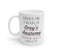 MoltDesigns Trust Me I Watch Grey's Anatomy I'm Basically A Surgeon Mug, Grey's Anatomy TV Show Coffee Mug, Grey's Anatomy fan, Greys Anatomy TV Show Gift, Surgeon Gift Funny Doctor Mug 11oz