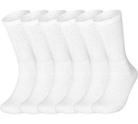 Molten Creek® 6 Pairs Mens Womens Non Elastic Diabetic Socks Loose Top Wide Soft Grip Crew Socks for Swollen Feet -Adults Black