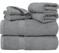 Molten Creek® 6Pcs Cotton Towels Set, 2 Bath Towels, 2 Hand Towels & 2 Face Towels, 650 GSM, Premium Quality Towles, Highly Absorbent, Extra Large Towel, Super Soft (Grey)