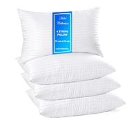 Molten Creek® Hotel Quality Standard Stripe Soft Pillows, Bounce Back Support Bed Pillows, Anti Allergic Hollow-Fiber Filled, Comfortable and Breathable, Easy Care (4)