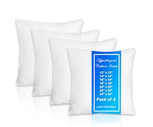 Molten Creek® Square Soft Cushion Pads Insert, Extra Fill Plump Hollowfibre Inner Fillers, Anti-Allergy Sofa Cushion inserts Scatters, White (Pack of 4, 18 x 18 (45 x 45 cm))