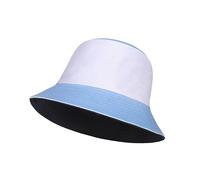 Molten Creek® Tri Colour Bucket Hats, Double Layered Reversible Cotton Bucket Hats, Portable & Lightweight, Stylish Bucket Hat, Foldable, One Size (UK, Alpha, One Size, Sky-White-Sky)