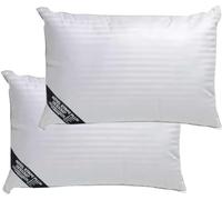 Molten Creek® Ultra Soft Stripe Pillows, Premium Quality Standard, Anti-Allergic, 100% Virgin Hollow Fibre Filling, Bounce Back Bed Pillows, Breathable, White (Pack of 2)