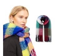 Molten Creek® Women Fluffy Designer Scarfs, Winter Warm Soft, Tassel Shawl & Wraps, Long Checks & Solid Scarves, Stylish & Colourful, Easy to Wear, Gift for Women (FSC-7)